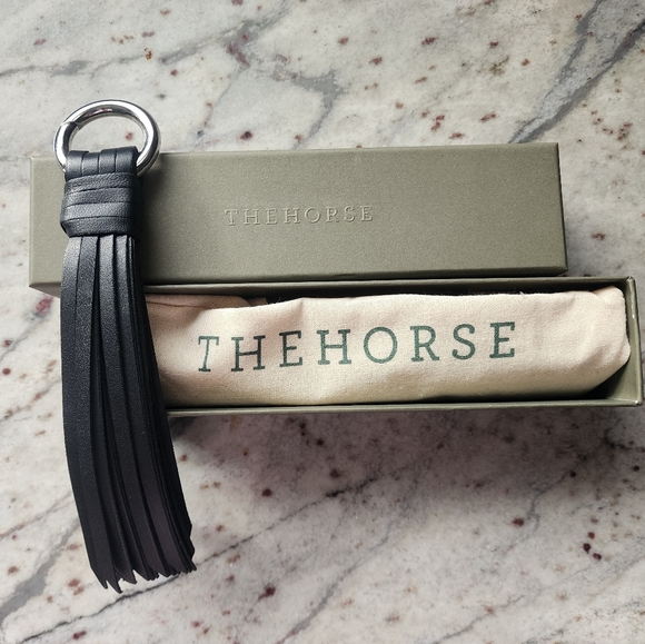 The Horse Black Leather Keychain with Silver Ring - Picture 2 of 5